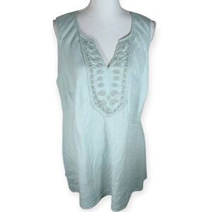 GRACE ELEMENTS LT. BLUE SLEEVELESS TOP SZ.1X EUC.
